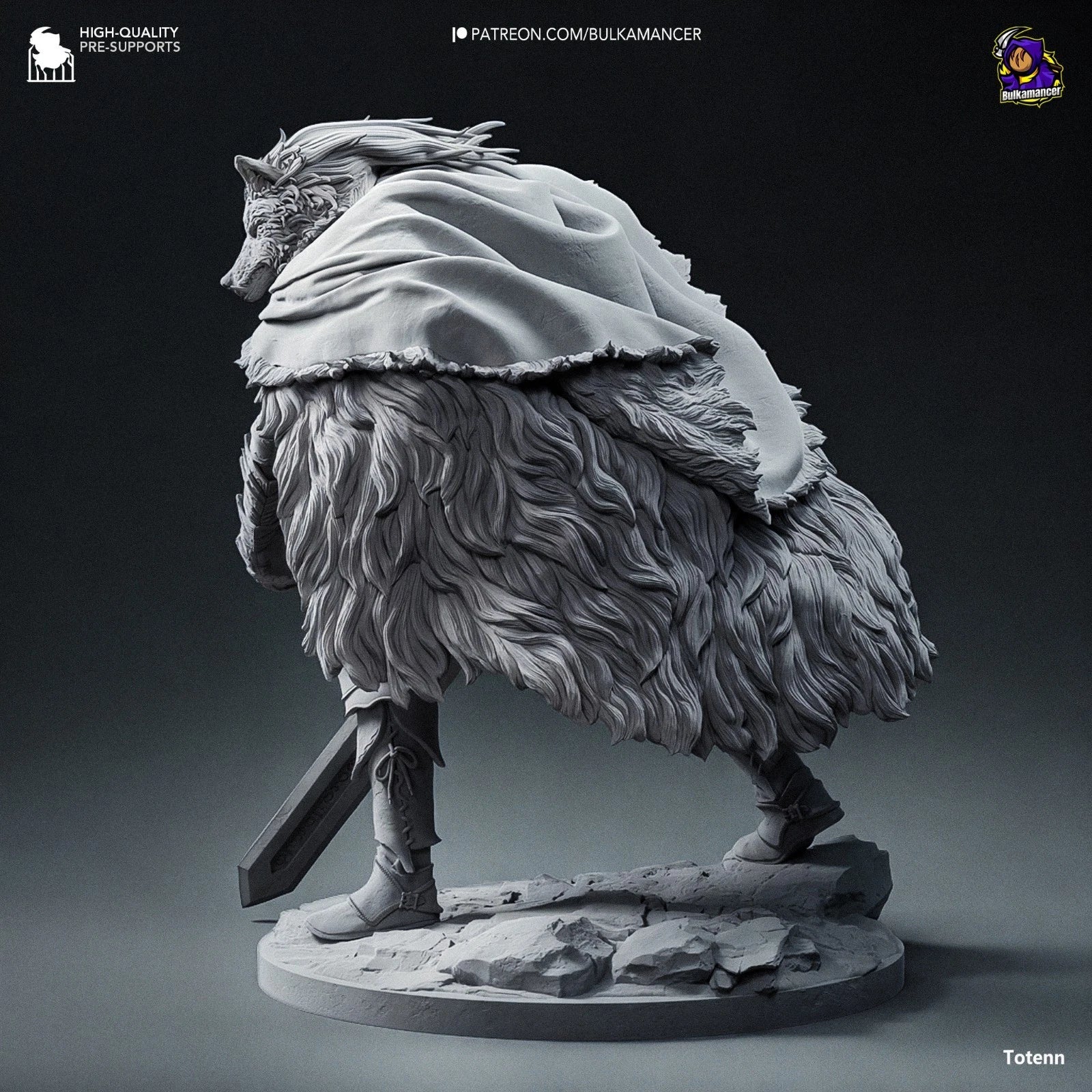 Bulkamancer Sculpts Blaidd Elden Ring 1/8TH Statue Unpainted