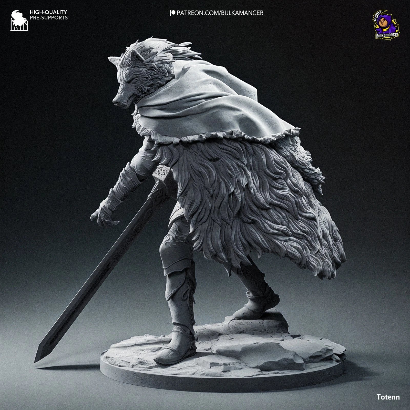 Bulkamancer Sculpts Blaidd Elden Ring 1/8TH Statue Unpainted