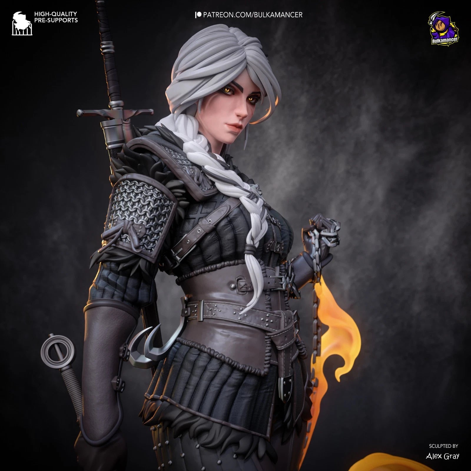 Bulkamancer Sculpts Ciri Witcher 4 1/8TH Statue Unpainted
