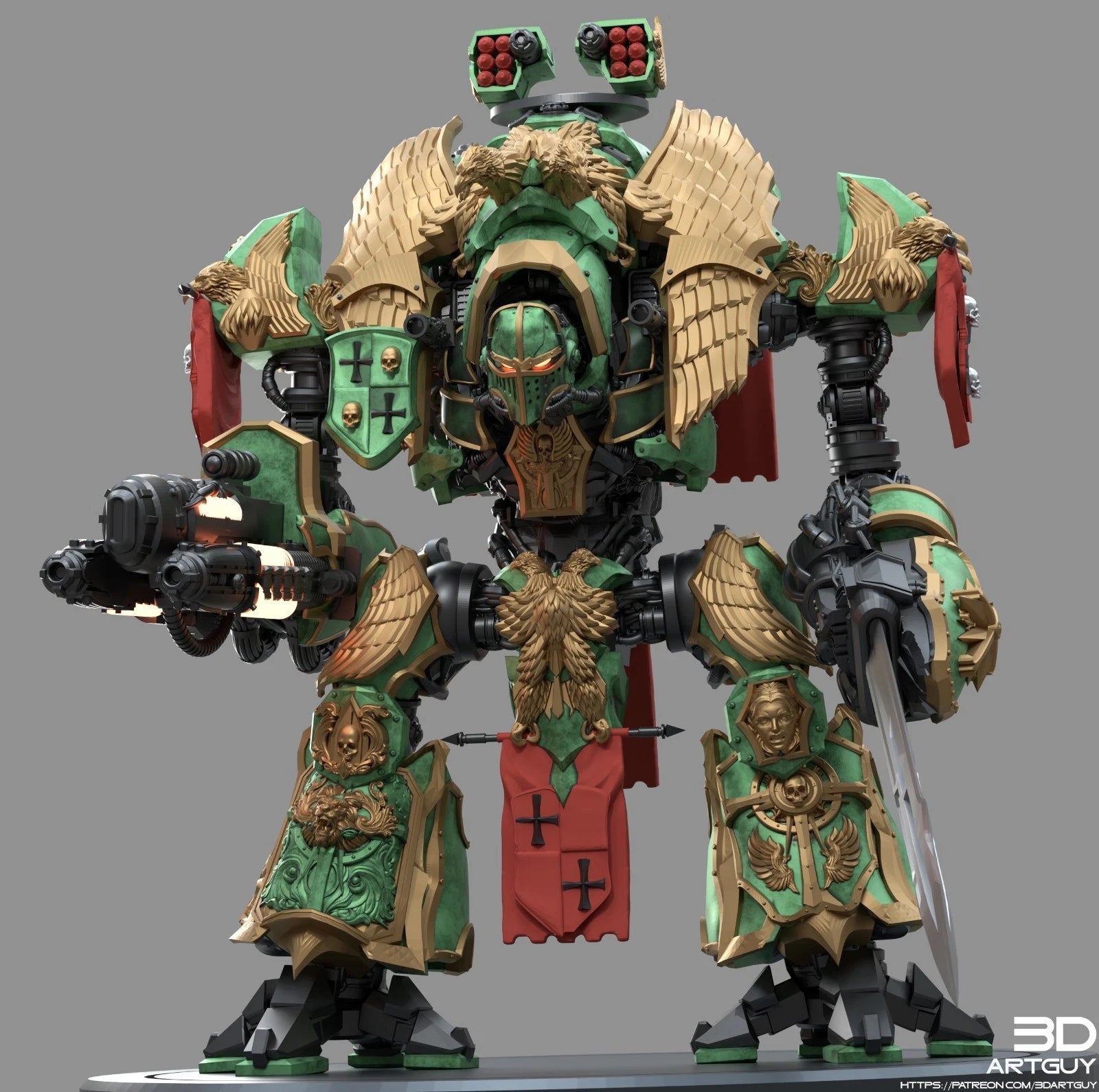 3dArtGuy- Medieval Mech Knight 100mm