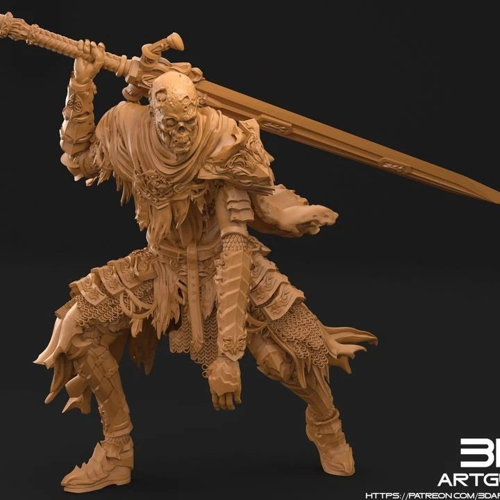 3dArtGuy- Undead Knight And Direwolf 32mm Miniature