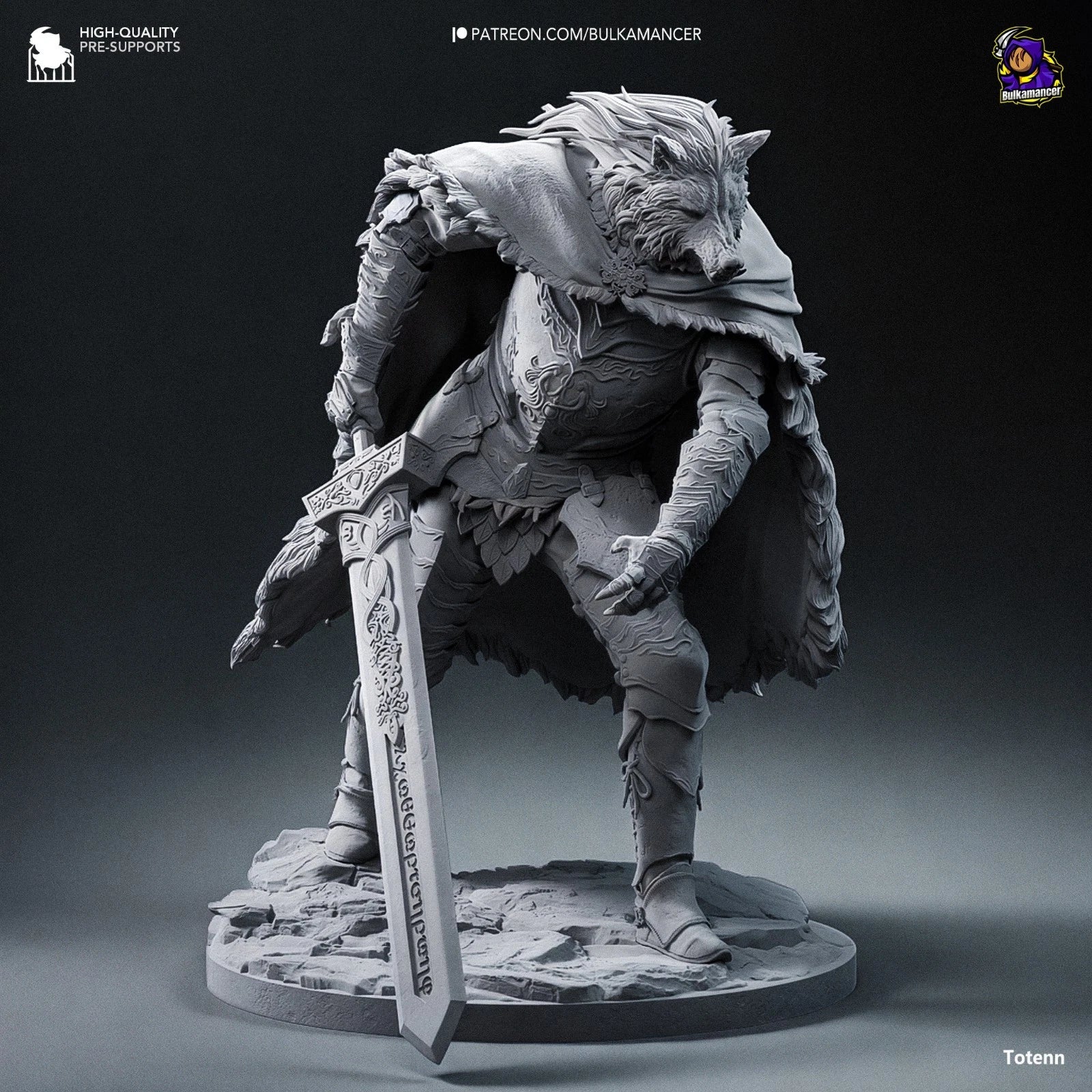 Bulkamancer Sculpts Blaidd Elden Ring 1/8TH Statue Unpainted